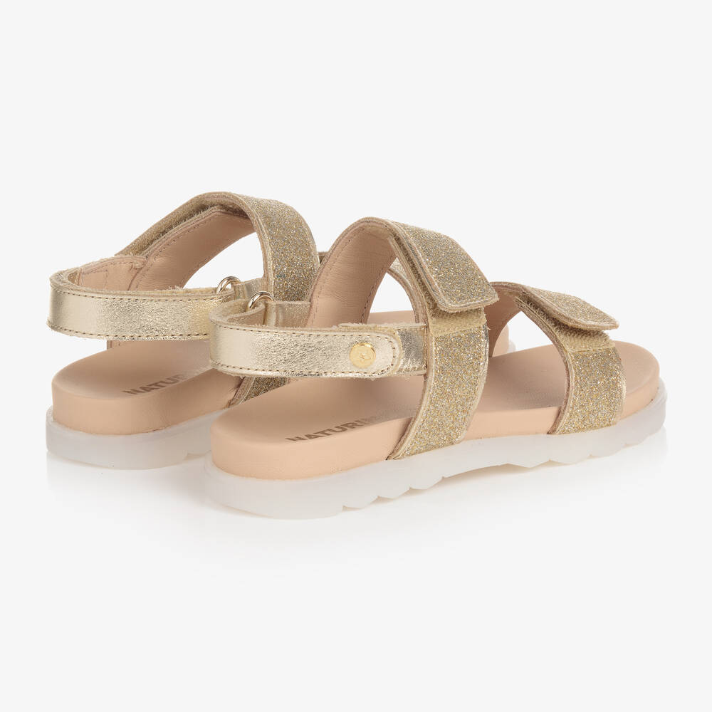 Naturino-Girls Gold Glitter Leather Sandals | Childrensalon Outlet