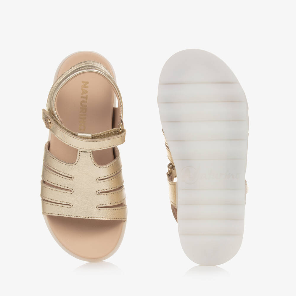 Naturino-Girls Gold Leather Sandals | Childrensalon Outlet