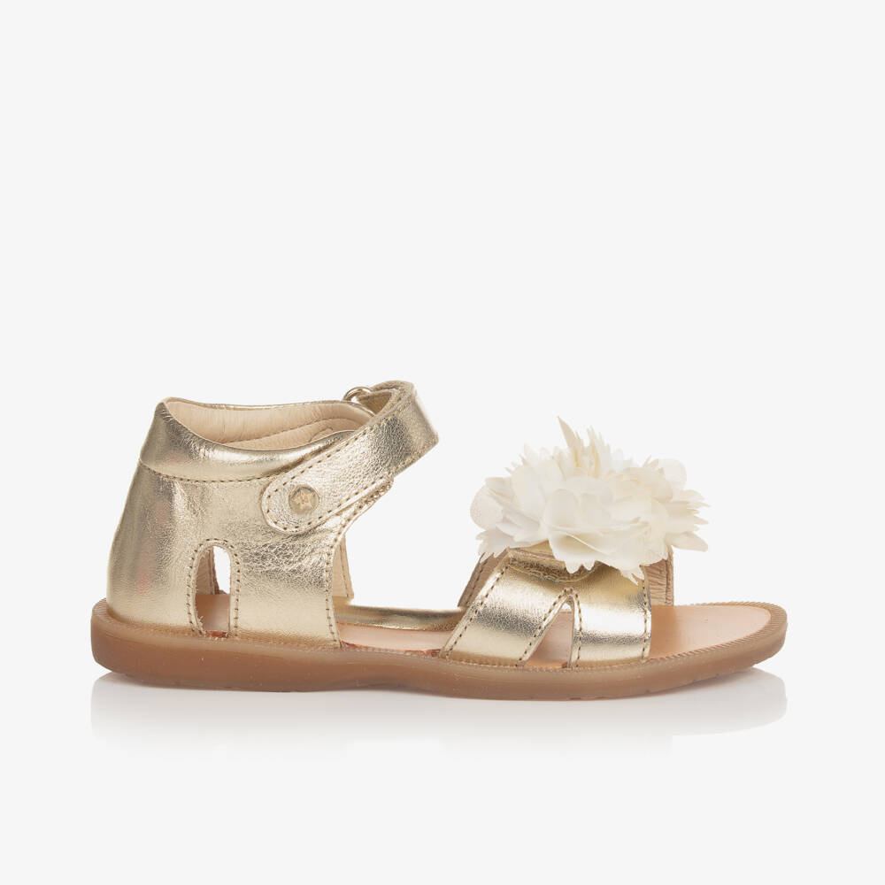 Naturino-Girls Gold Metallic Leather Sandals | Childrensalon Outlet