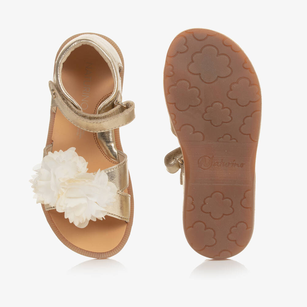Naturino-Girls Gold Metallic Leather Sandals | Childrensalon Outlet
