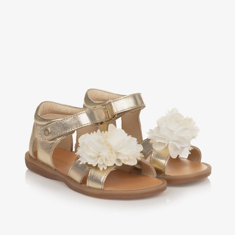 Naturino-Girls Gold Metallic Leather Sandals | Childrensalon Outlet