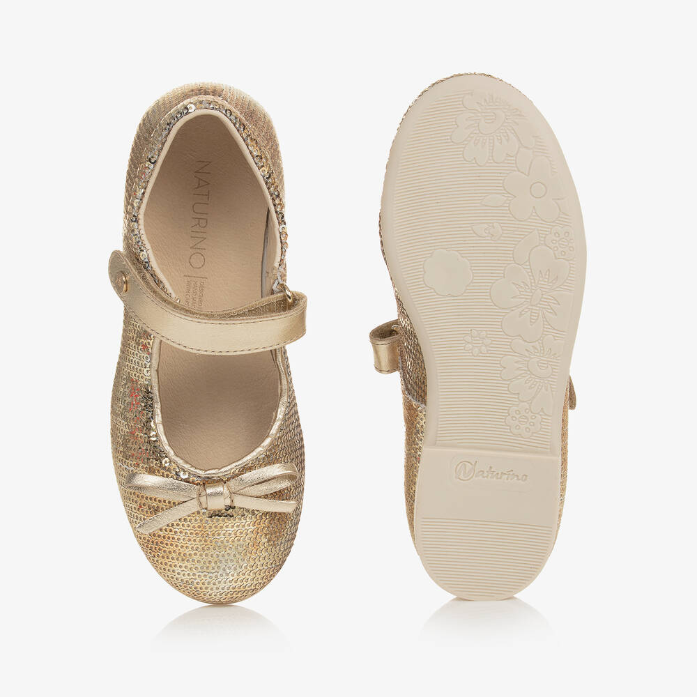 Naturino Girls Gold Sequin Pumps