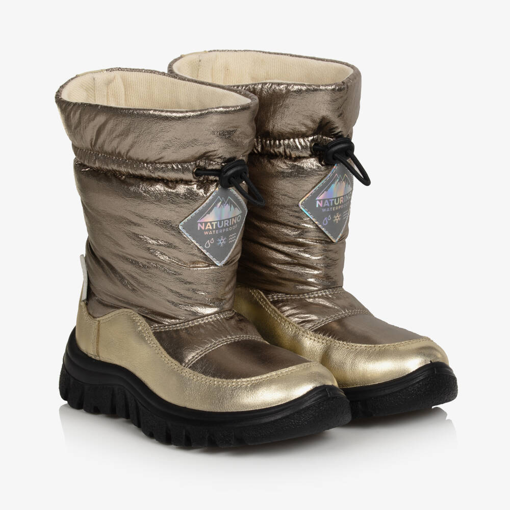 Naturino-Girls Gold Waterproof Snow Boots | Childrensalon Outlet
