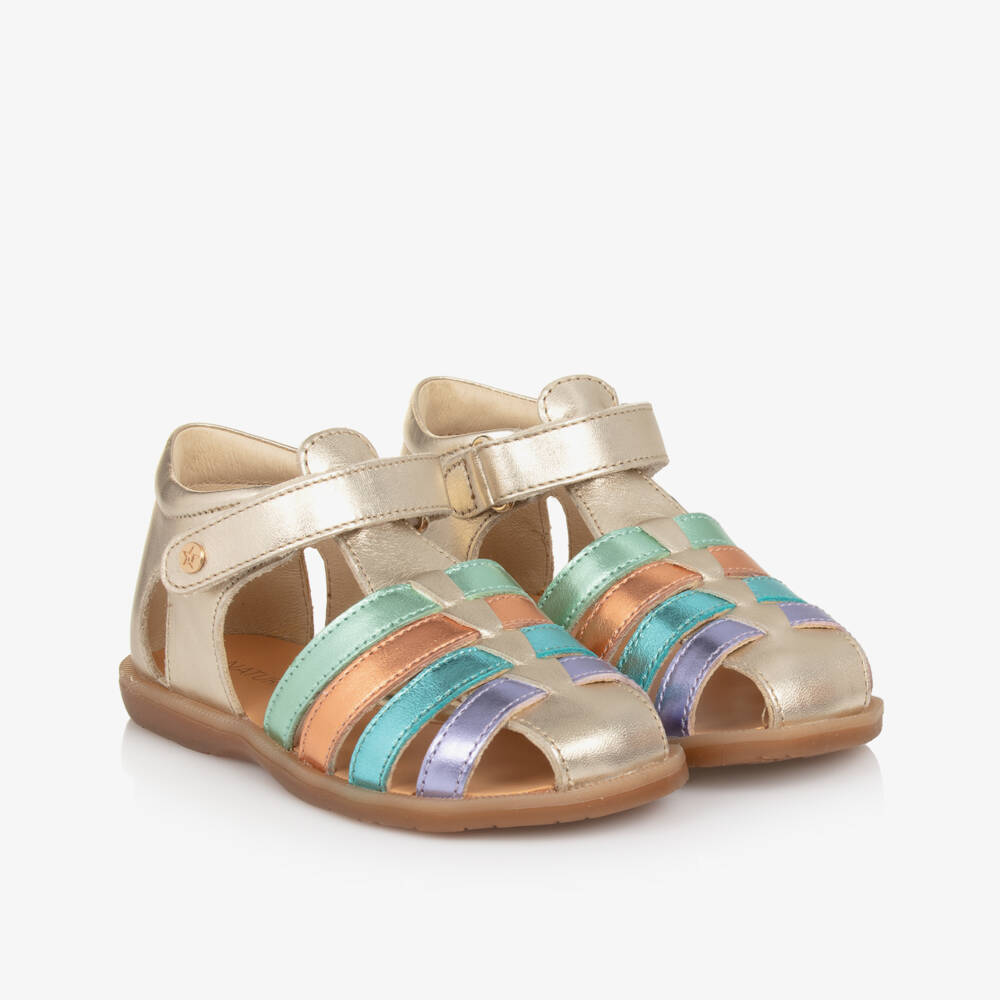 Naturino-Girls Golden Leather Adventure Sandals | Childrensalon Outlet