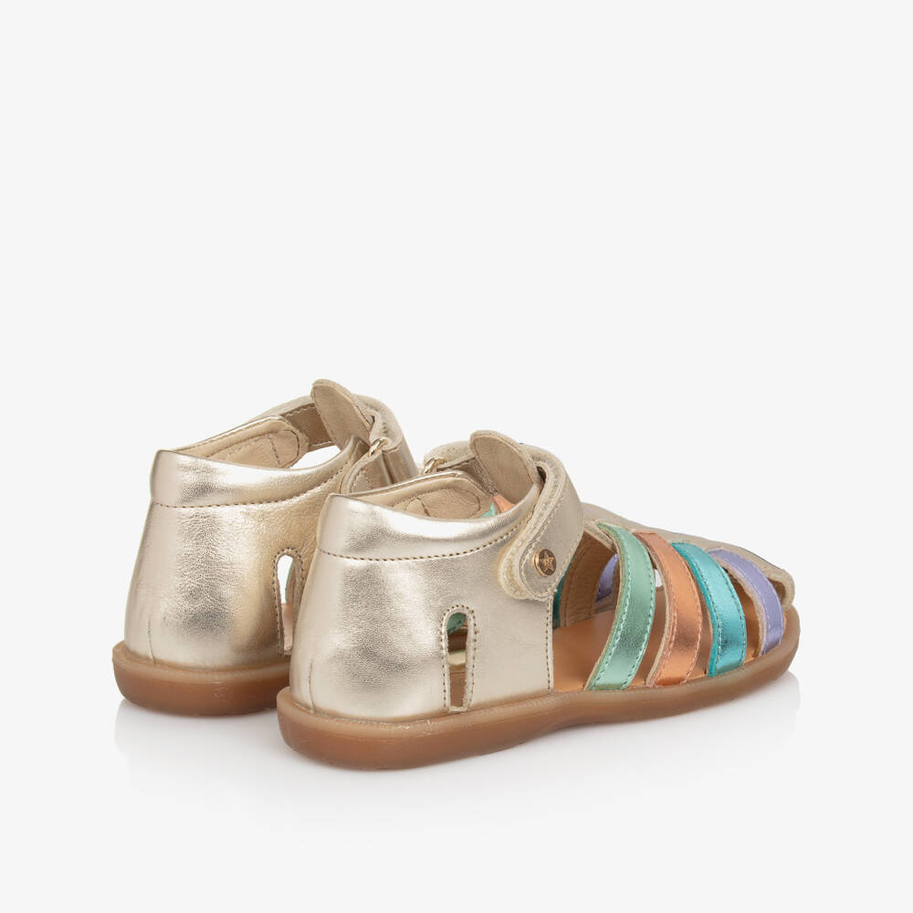 Naturino-Girls Golden Leather Adventure Sandals | Childrensalon Outlet