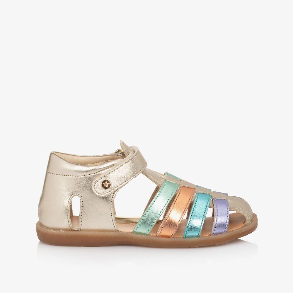 Naturino-Girls Golden Leather Adventure Sandals | Childrensalon Outlet