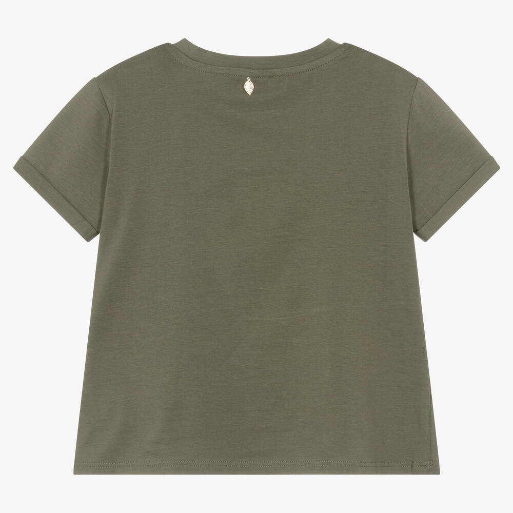 ★★ ★★ solid pocket t-shirt T12F1TPO110MT1YB Tu & Io by Naturino - Girls Green Cotton Sequin Pocket T