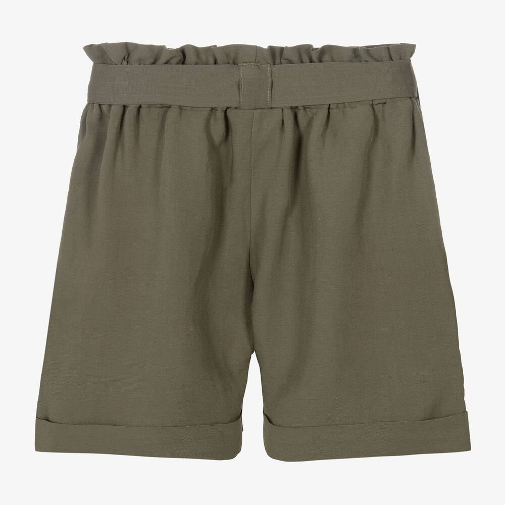 Naturino-Girls Green Paperbag Waist Shorts | Childrensalon Outlet