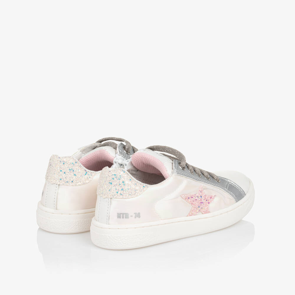 Naturino-Girls Iridescent Pink Leather Sneakers | Childrensalon Outlet