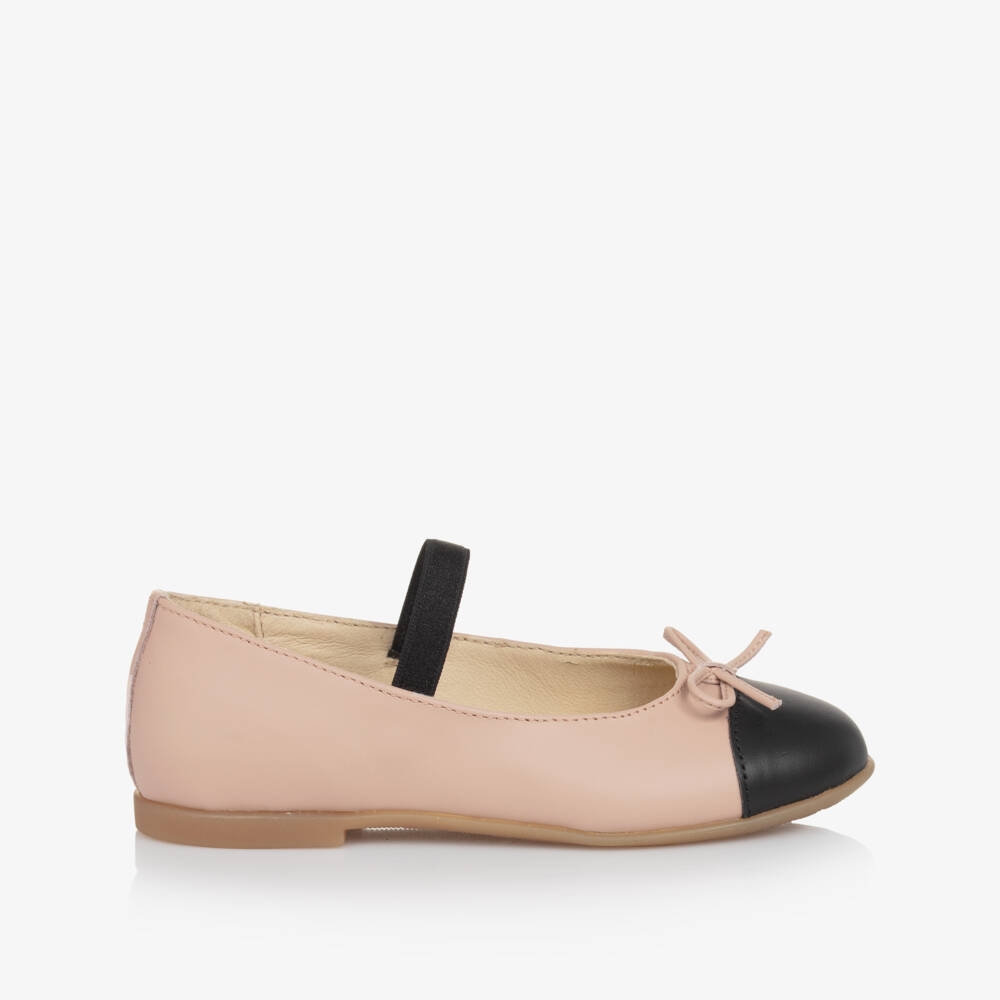 Naturino-Girls Leather Pink and Black Pumps | Childrensalon Outlet
