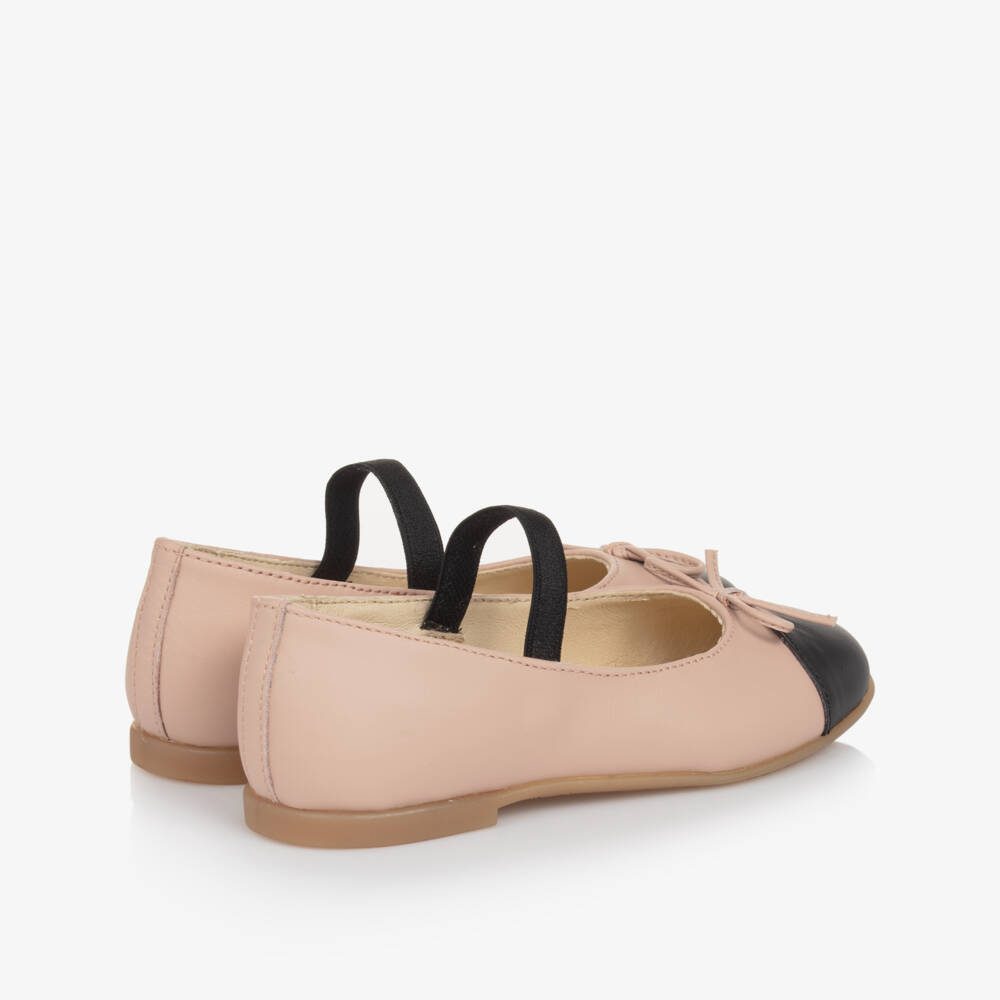 Naturino-Girls Leather Pink and Black Pumps | Childrensalon Outlet