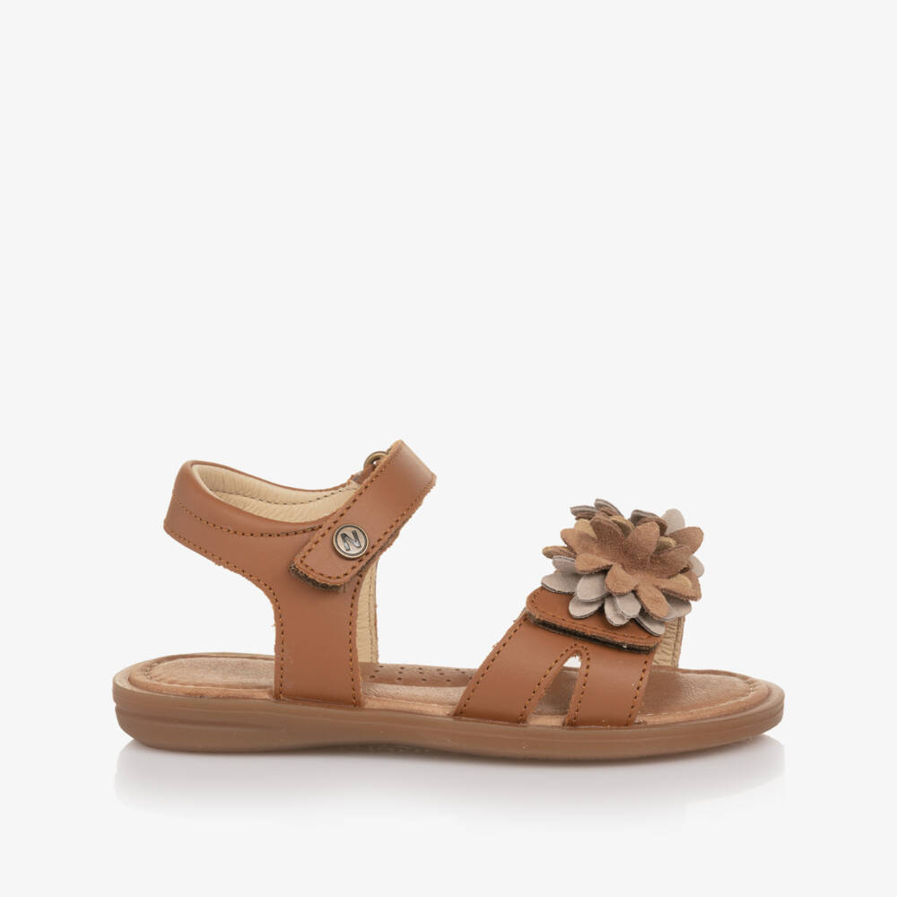 Naturino-Girls Leather Sandals with Floral Accents | Childrensalon Outlet