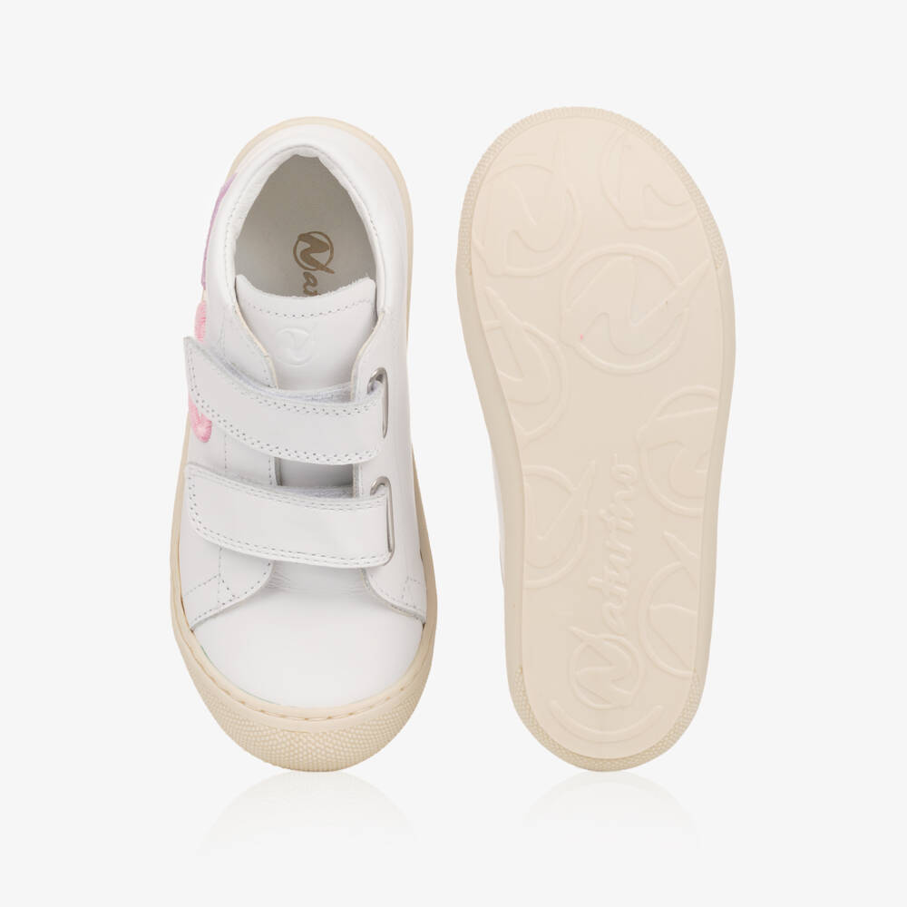 Naturino-Girls Leather White Heart Sneakers | Childrensalon Outlet