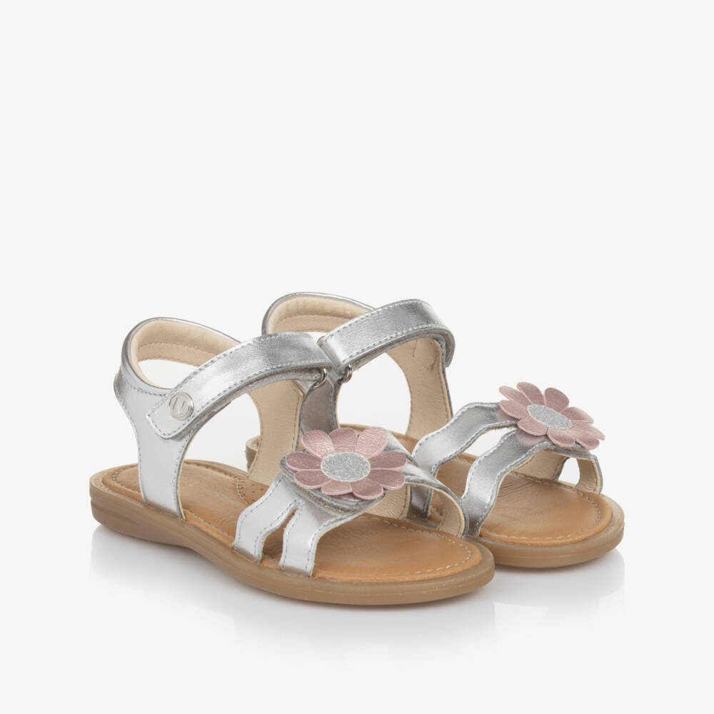 Naturino-Girls Metallic Blossom Leather Sandals | Childrensalon Outlet