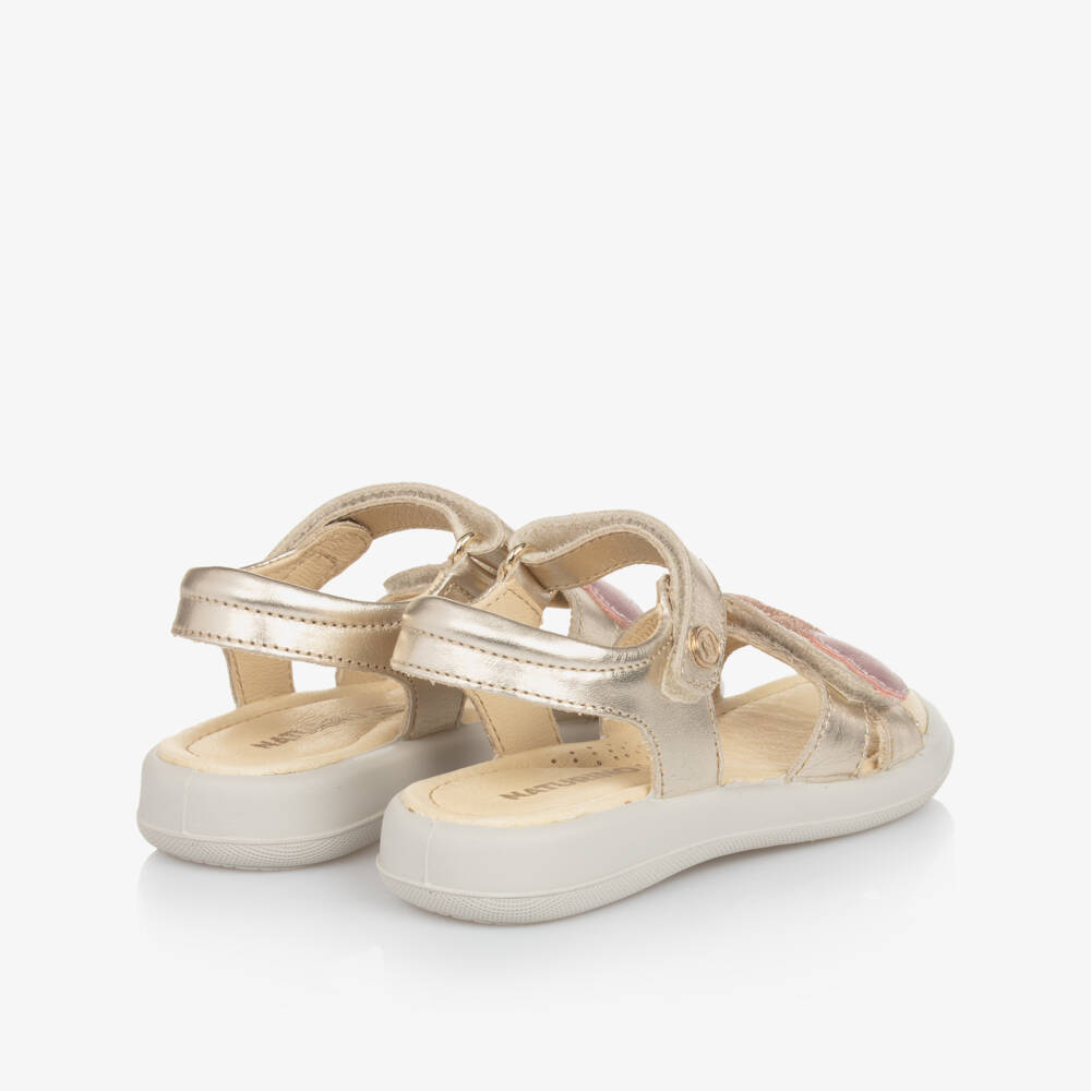 Naturino-Girls Metallic Gold Heart Sandals | Childrensalon Outlet