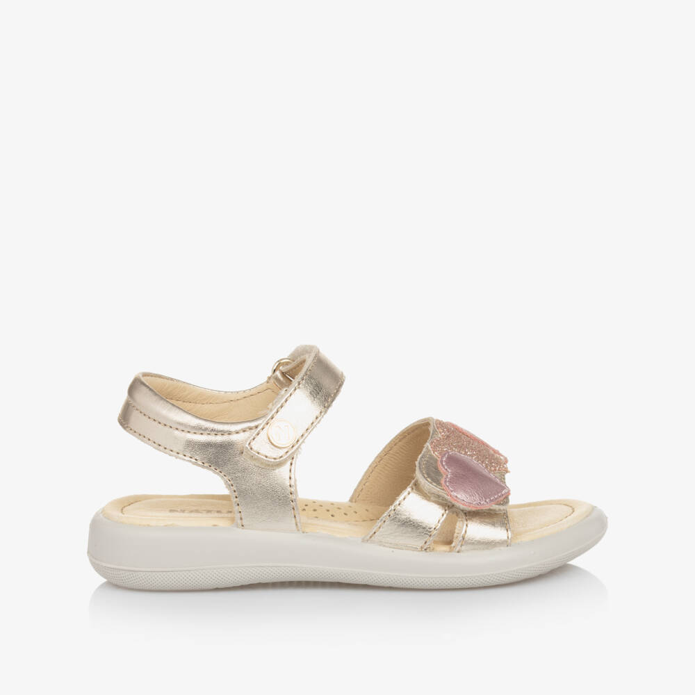 Naturino-Girls Metallic Gold Heart Sandals | Childrensalon Outlet