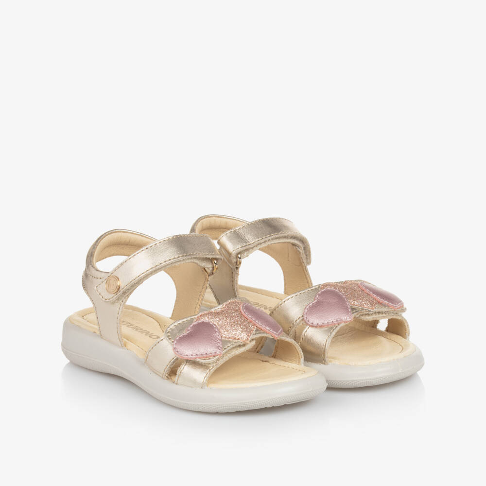 Naturino-Girls Metallic Gold Heart Sandals | Childrensalon Outlet
