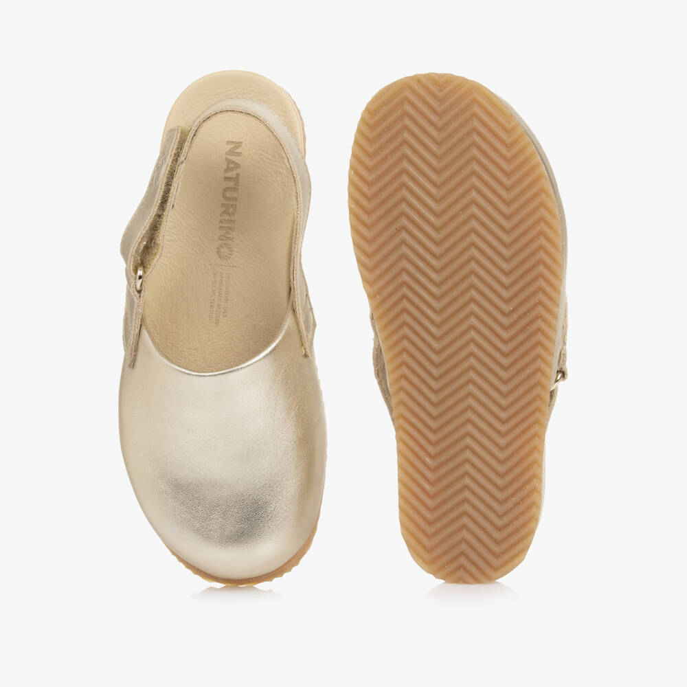 Naturino-Girls Metallic Gold Leather Clogs | Childrensalon Outlet