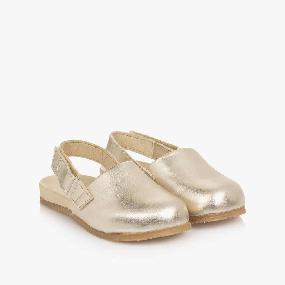 Naturino-Girls Metallic Gold Leather Clogs | Childrensalon Outlet