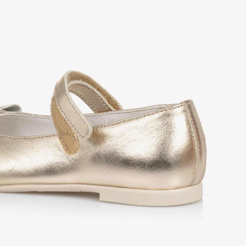 Naturino-Girls Metallic Gold Leather Flats | Childrensalon Outlet