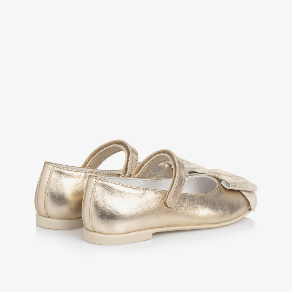 Naturino-Girls Metallic Gold Leather Flats | Childrensalon Outlet