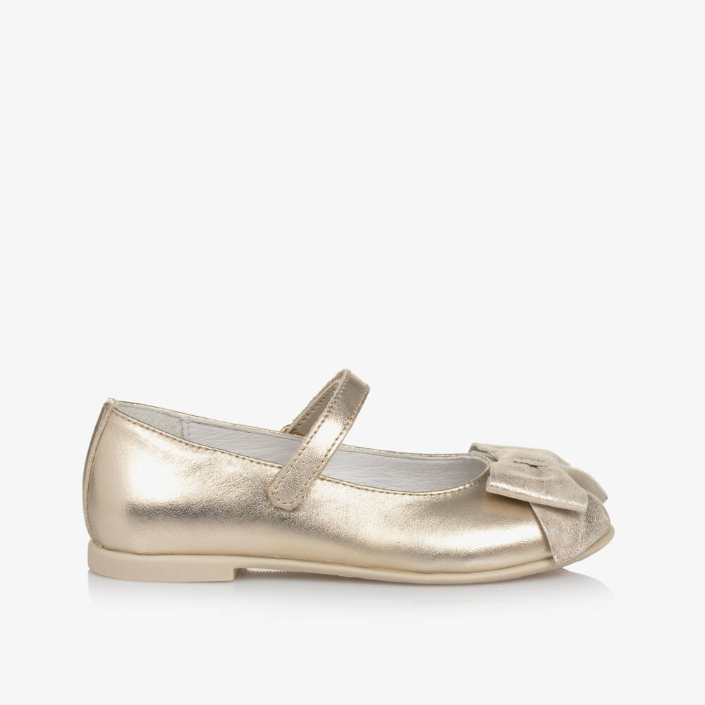 Naturino-Girls Metallic Gold Leather Flats | Childrensalon Outlet