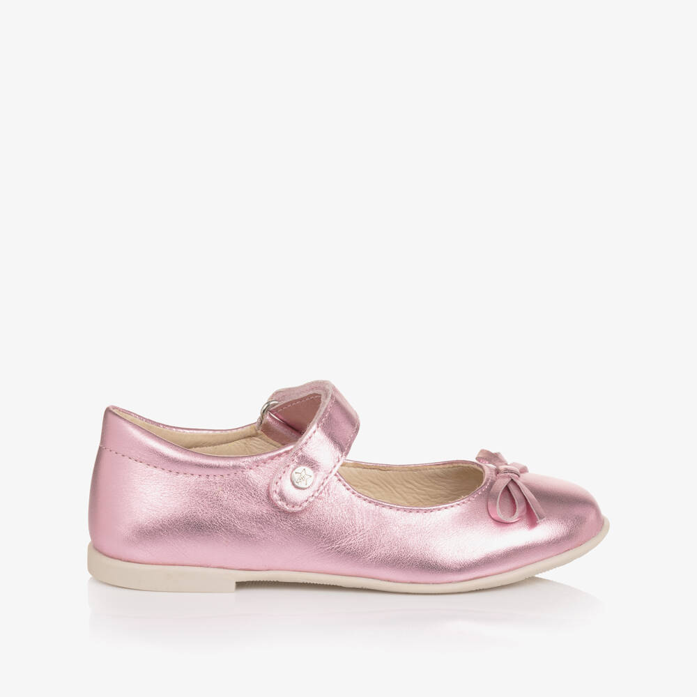 Naturino-Girls Metallic Pink Leather Bar Shoes | Childrensalon Outlet