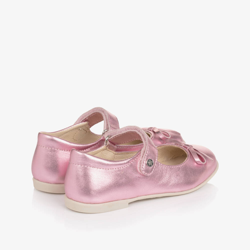 Naturino-Girls Metallic Pink Leather Bar Shoes | Childrensalon Outlet