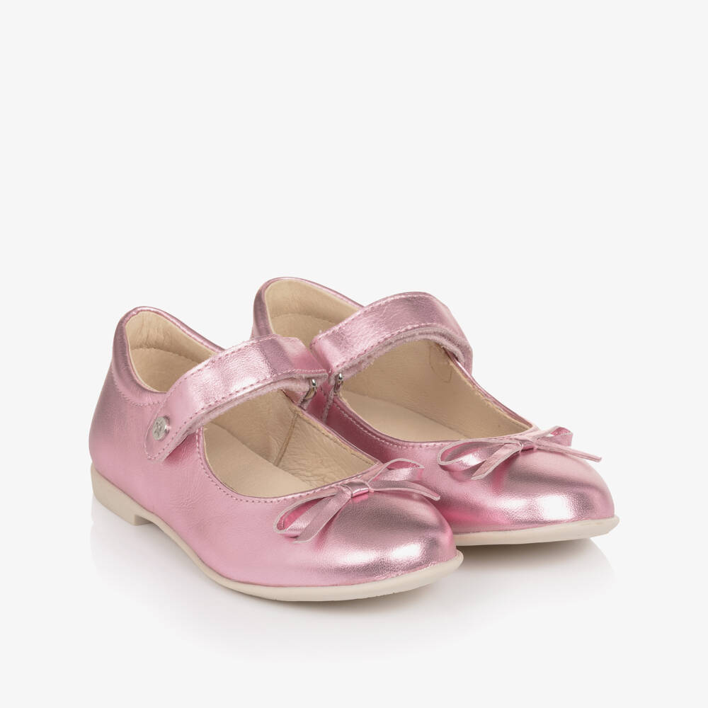 Naturino-Girls Metallic Pink Leather Bar Shoes | Childrensalon Outlet