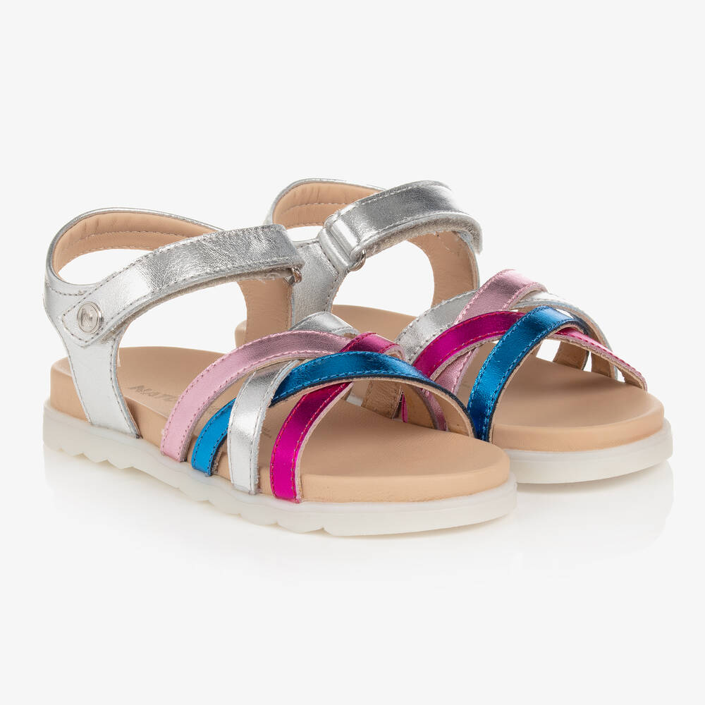 Naturino - Silberne Metallic-Ledersandalen  | Childrensalon