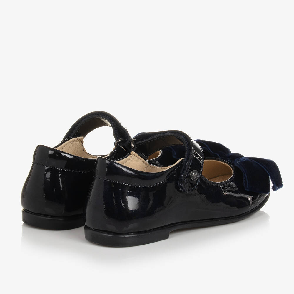 Naturino Girls Navy Blue Patent Leather Bow Shoes Childrensalon Outlet