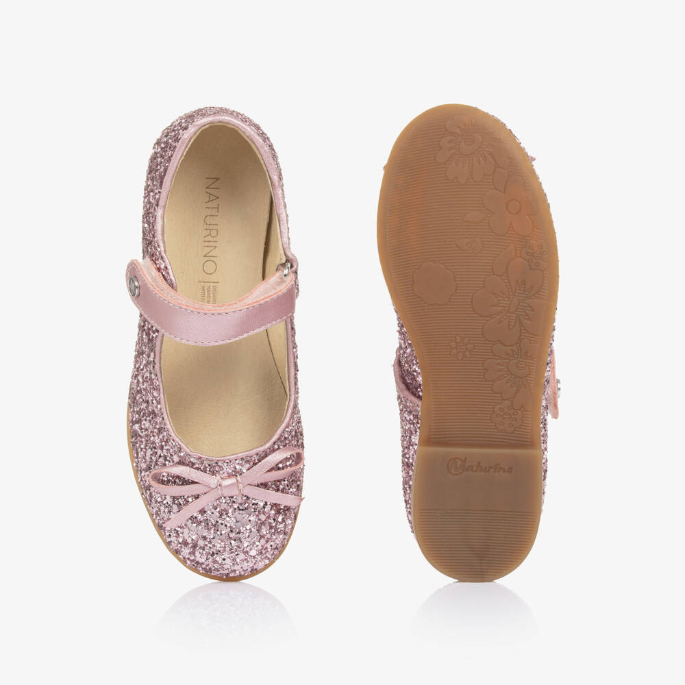 Naturino-Girls Pink Glitter Bar Shoes | Childrensalon Outlet