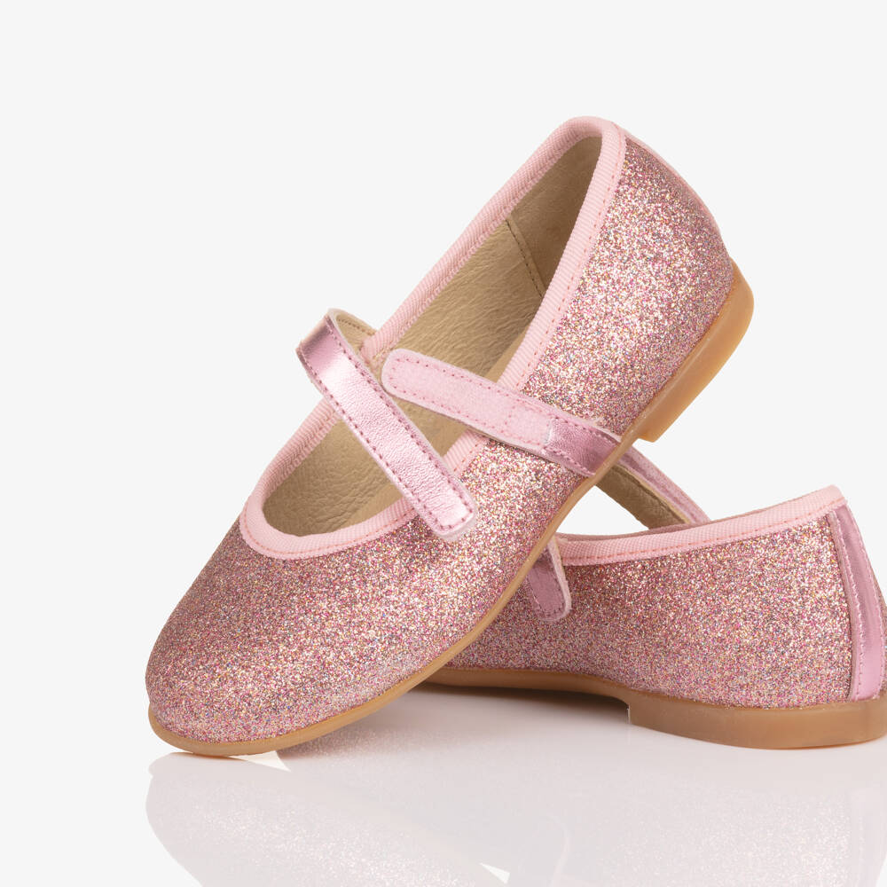 Naturino-Girls Pink Glitter Leather Mary Jane Shoes | Childrensalon Outlet
