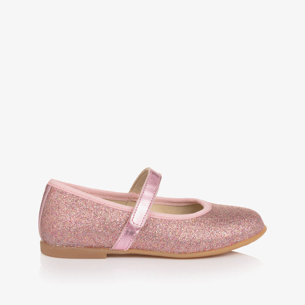 Naturino-Girls Pink Glitter Leather Mary Jane Shoes | Childrensalon Outlet