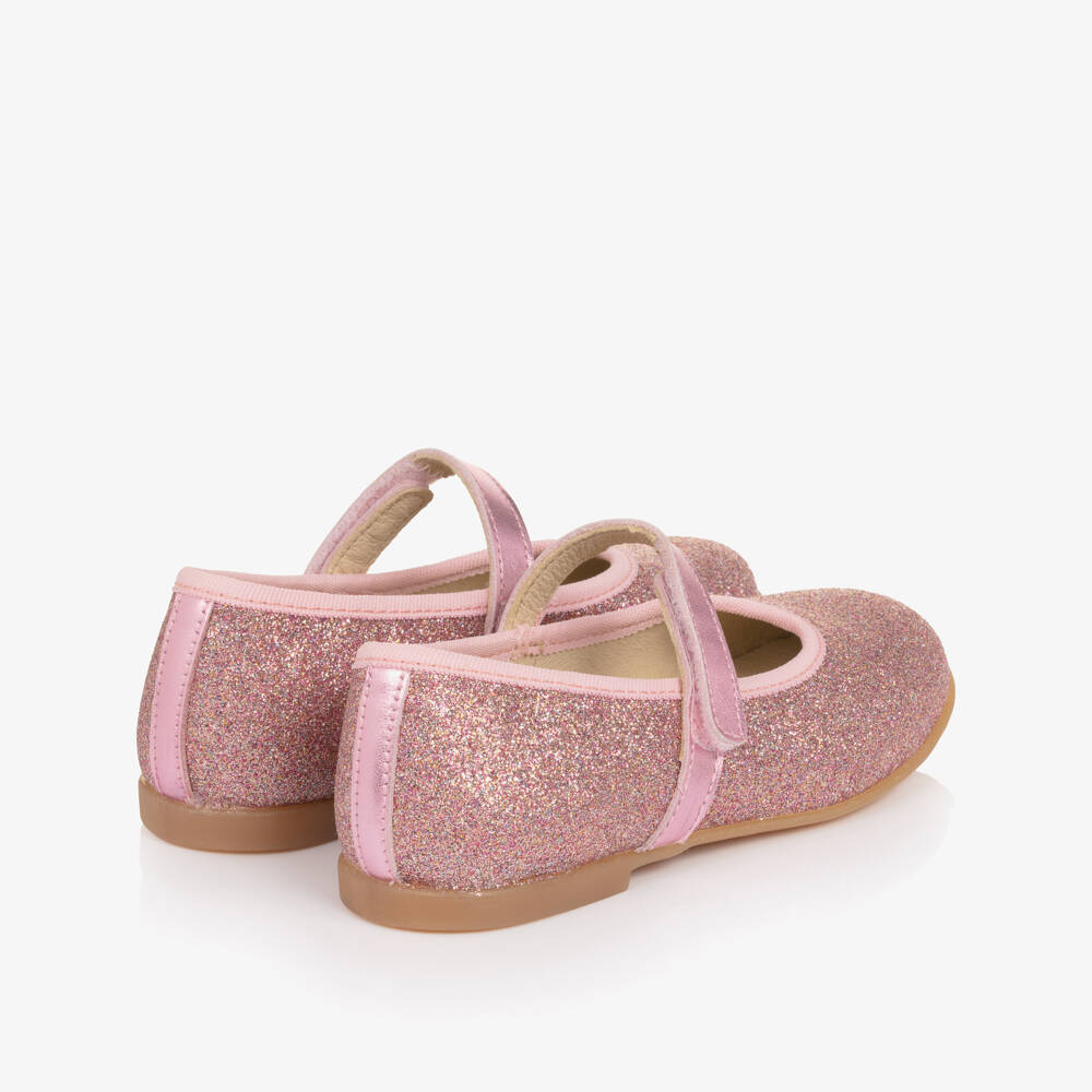 Naturino-Girls Pink Glitter Leather Mary Jane Shoes | Childrensalon Outlet