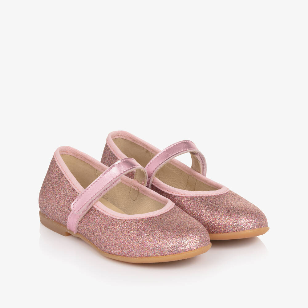 Naturino-Girls Pink Glitter Leather Mary Jane Shoes | Childrensalon Outlet