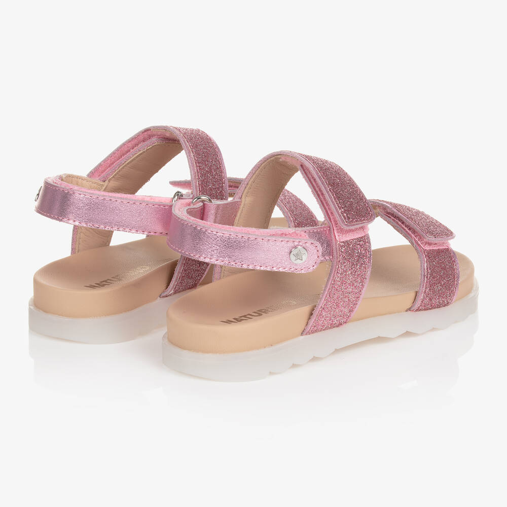 Naturino-Girls Pink Glitter Leather Sandals | Childrensalon Outlet