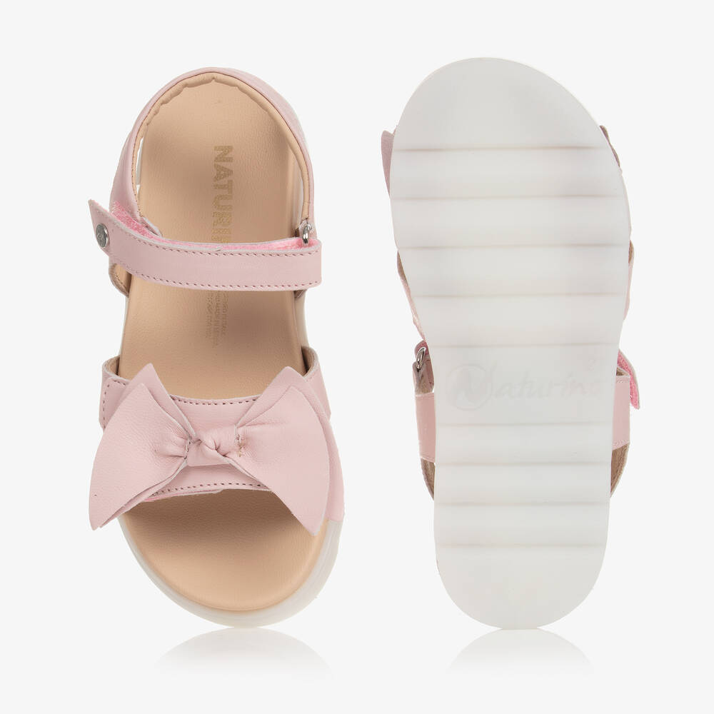 Naturino-Girls Pink Leather Bow Sandals | Childrensalon Outlet