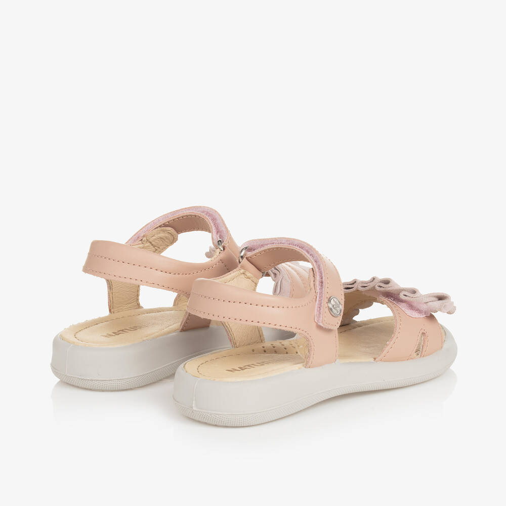 Naturino-Girls Pink Leather Ruffle Sandals | Childrensalon Outlet