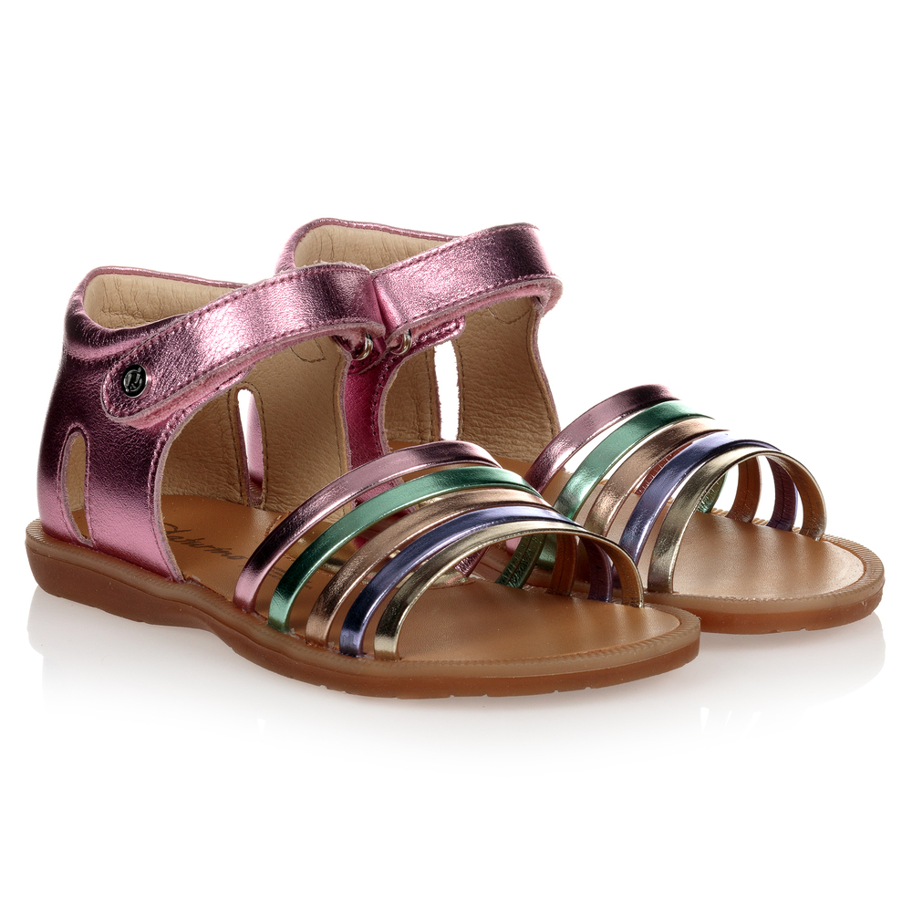 Naturino - Girls Pink Leather Sandals | Childrensalon