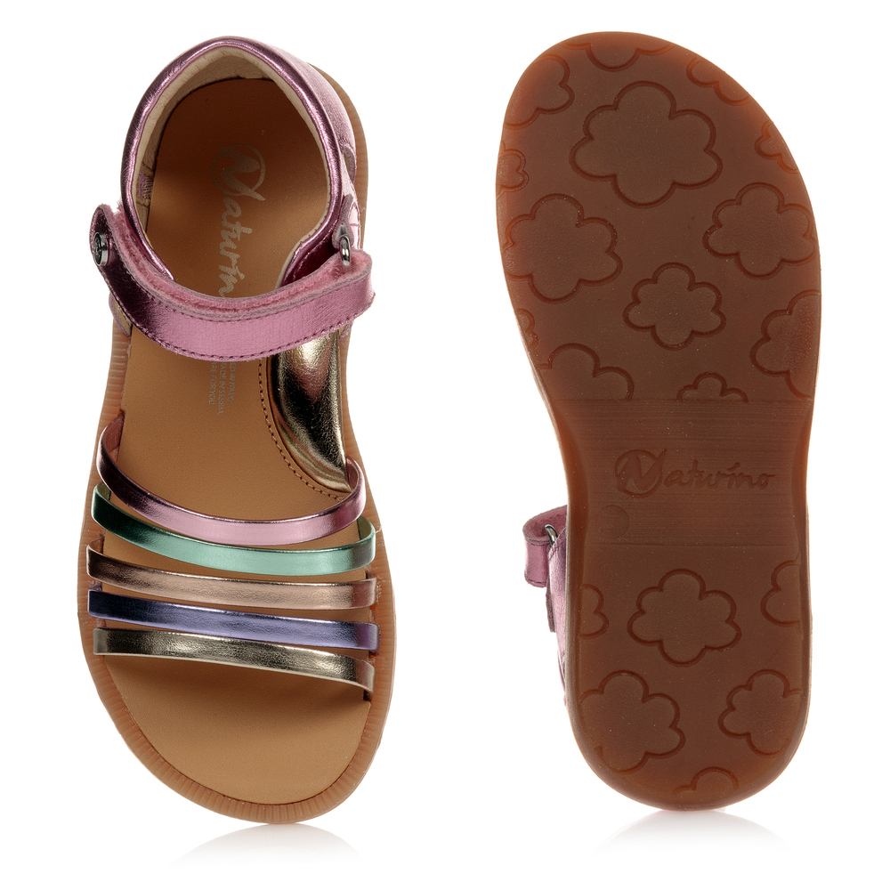 Naturino Girls Pink Leather Sandals Childrensalon Outlet