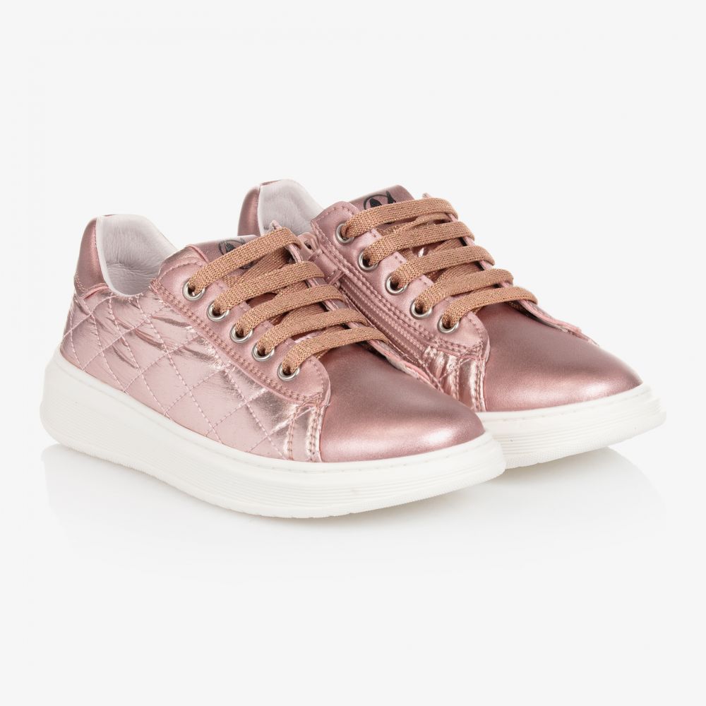 Ladies pink leather trainers on sale