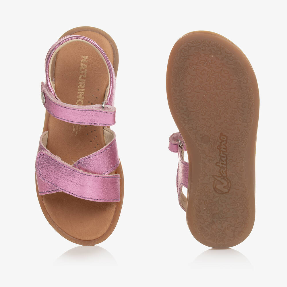 Naturino-Girls Pink Metallic Leather Sandals | Childrensalon Outlet