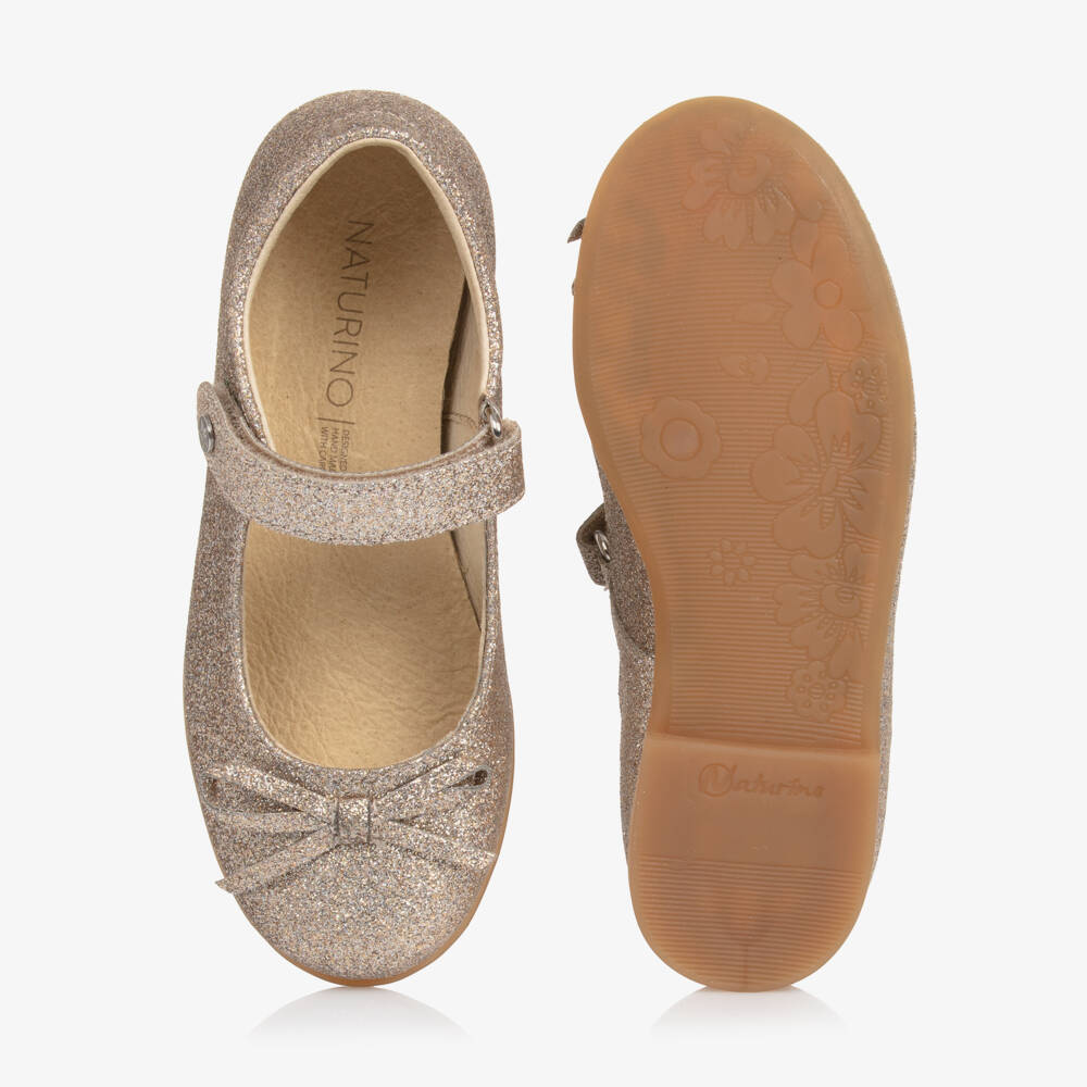 Naturino-Girls Radiant Gold Sparkle Flats | Childrensalon Outlet