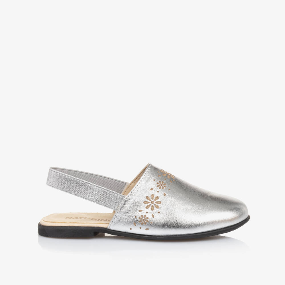 Naturino-Girls Shimmer Leather Backless Loafers | Childrensalon Outlet