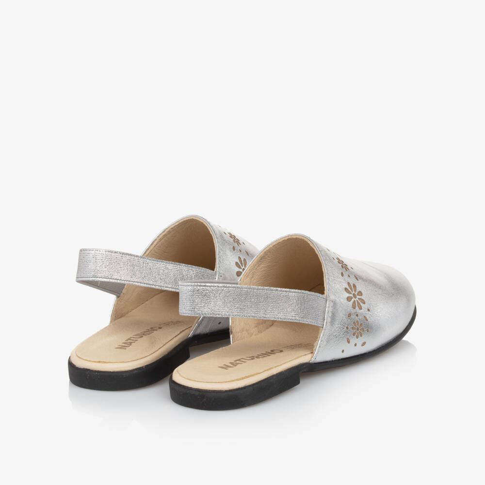 Naturino-Girls Shimmer Leather Backless Loafers | Childrensalon Outlet
