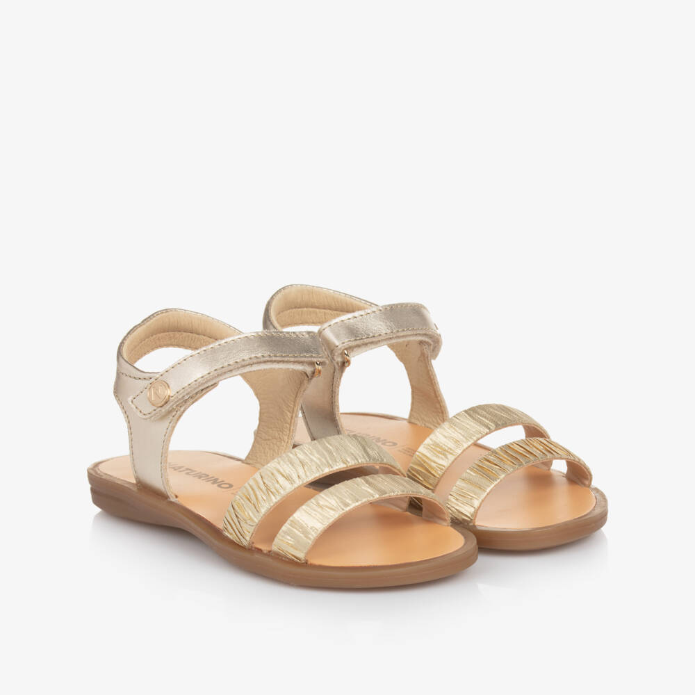 Naturino-Girls Shimmering Leather Double Strap Sandals | Childrensalon Outlet