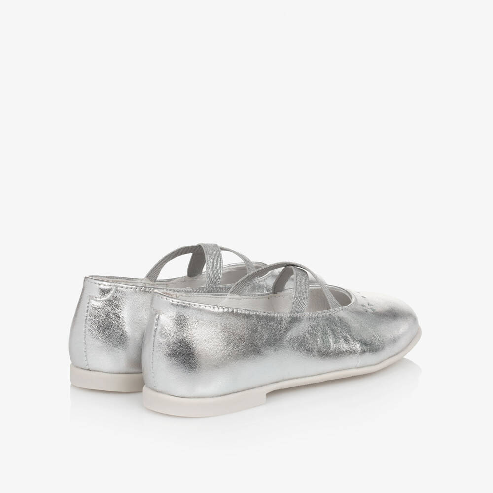 Naturino-Girls Shimmering Silver Ballet Flats | Childrensalon Outlet
