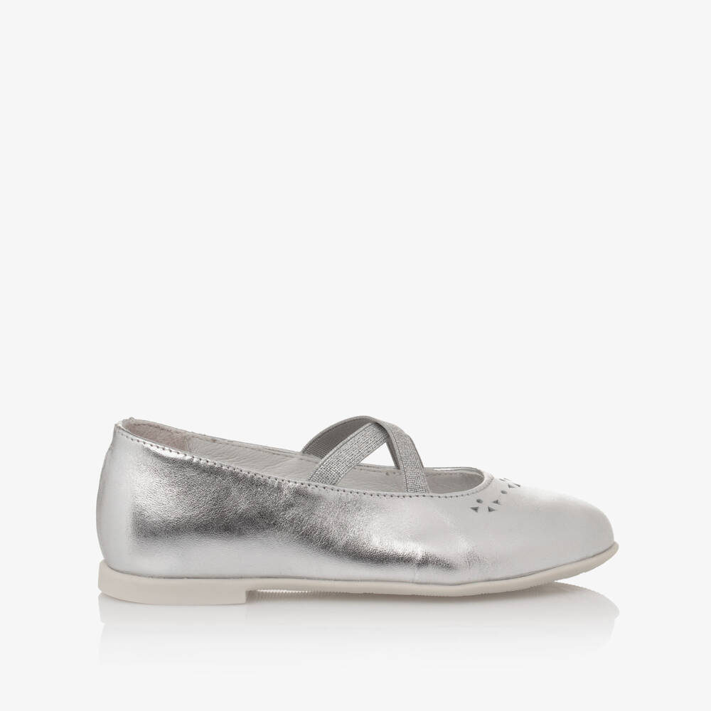 Naturino-Girls Shimmering Silver Ballet Flats | Childrensalon Outlet