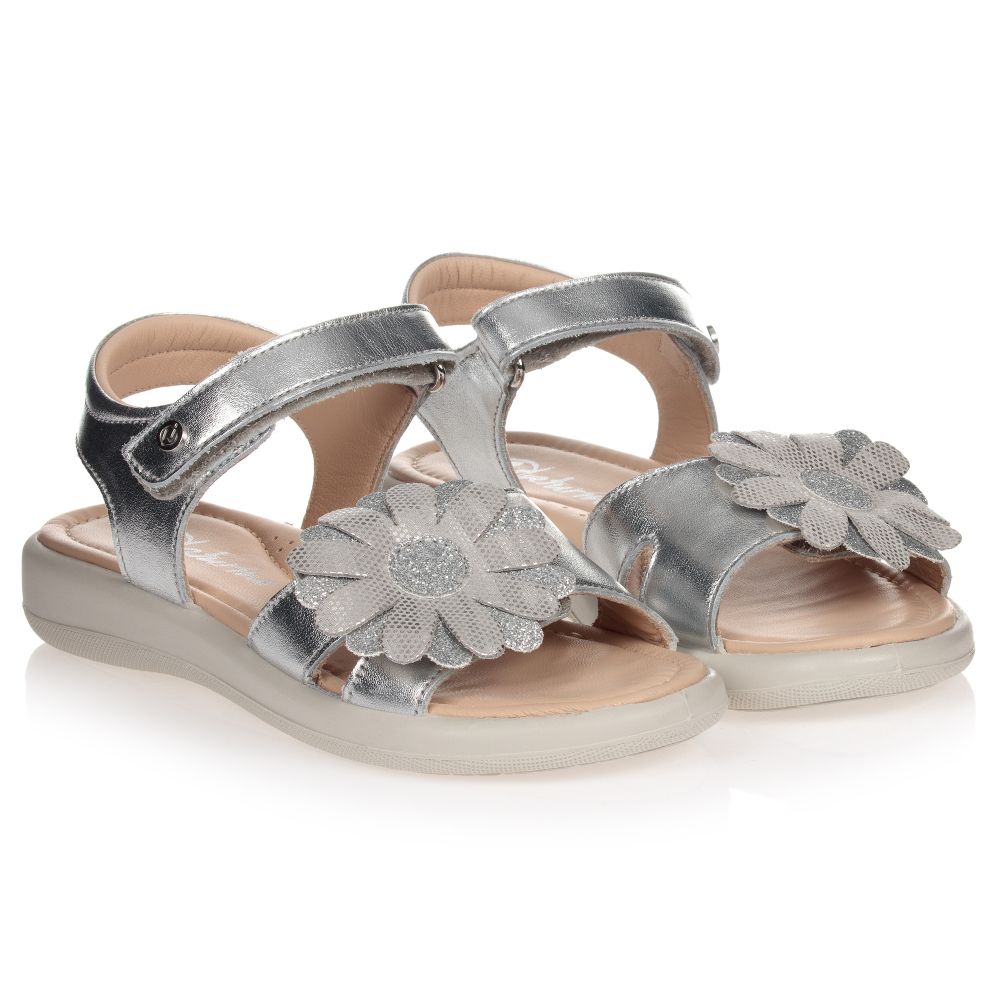 Naturino - Girls Silver Flower Sandals | Childrensalon